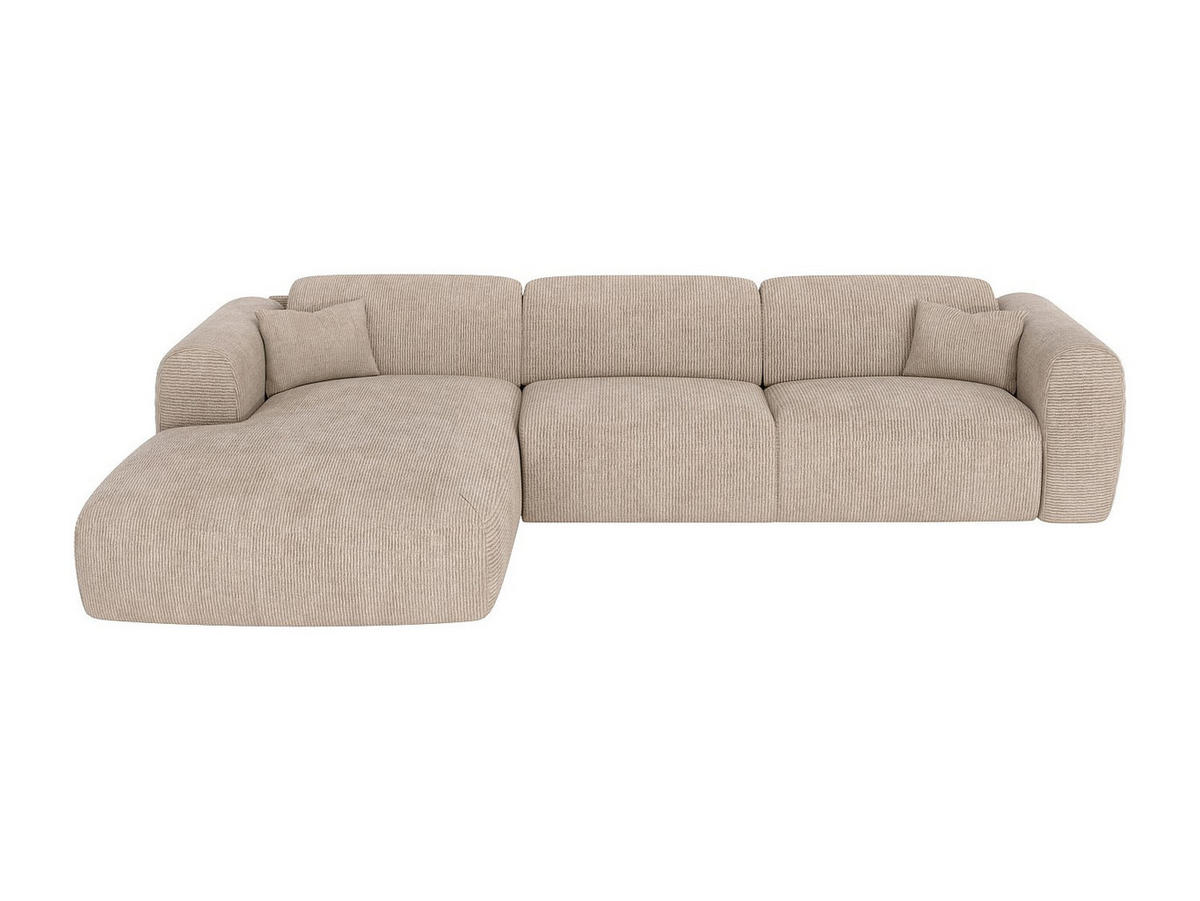 ECKSOFA mit Schlaffunktion - Ecke links - Cord fein gerippt - Beige - POGNI - Beige, Textil (299/165cm) - Vente-Unique