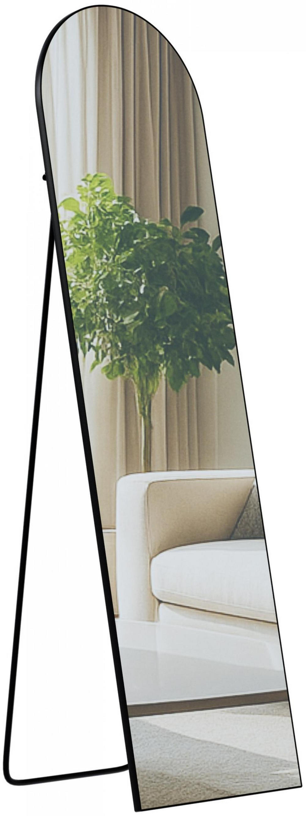 STANDSPIEGEL oval 40/3/140 cm Glas Schwarz-Matt - Schwarz, Glas (40/140/3cm) - CLP