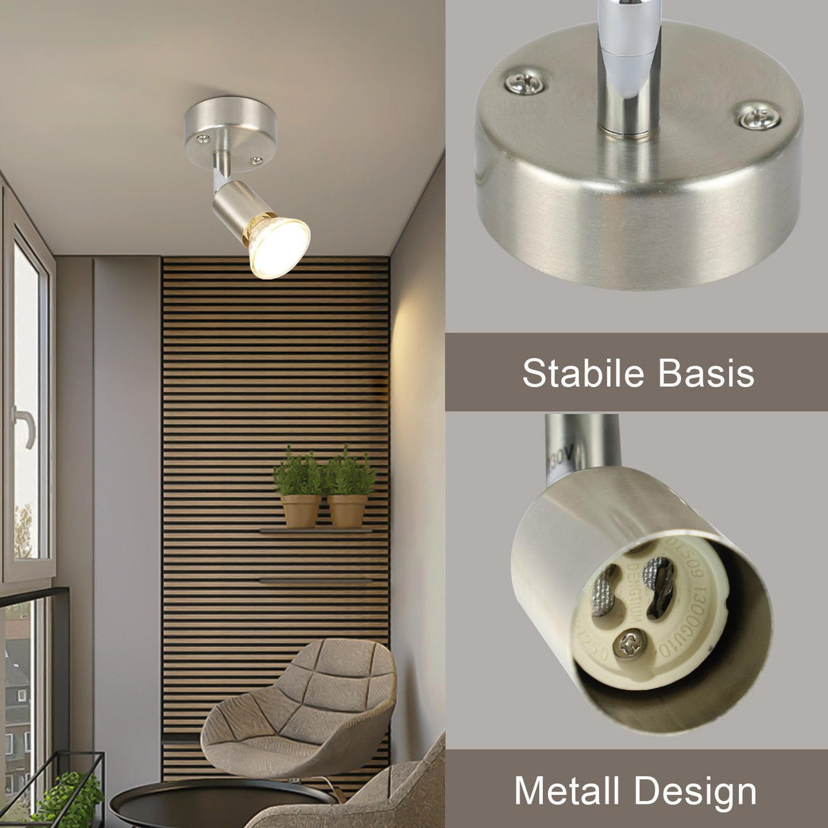 DECKENLEUCHTE Luttrel 14/10/7cm - Silberfarben, Metall (14/10/7cm) - Nettlife