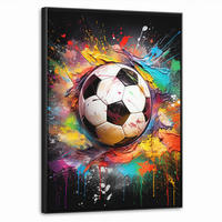 LEINWAND Bilder mit Rahmen - Fußball - Farbe - Farben - Schwarz - Weiß - 60x80 - Weiß, Textil (60/80cm) - MuchoWow