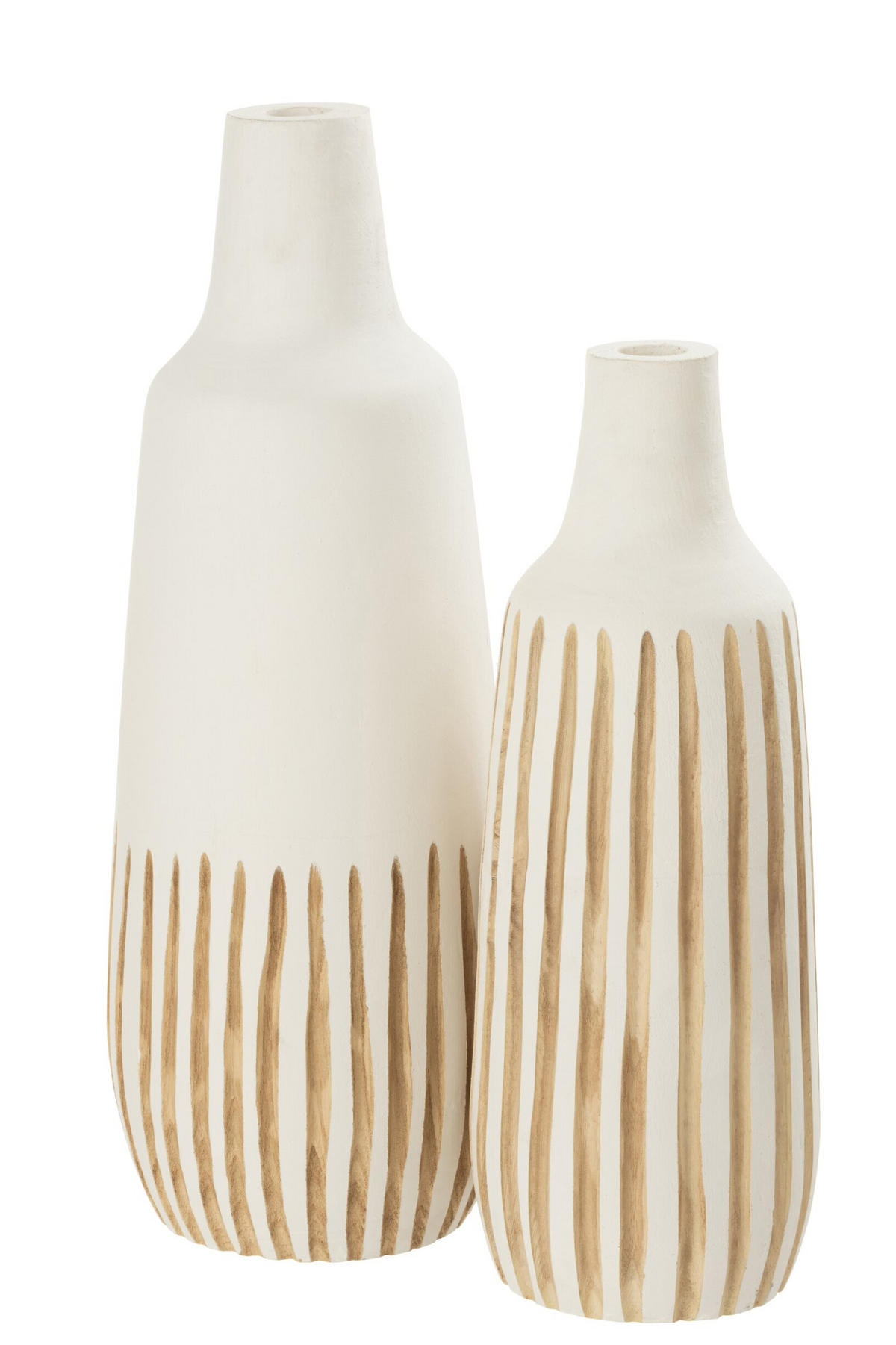 VASE YING - Holz - Weiß - L - Ø 21 cm - Weiß, Holz (56cm) - J-Line