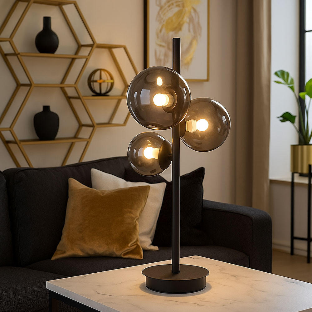 Thumbnail - Led, Schwarz, Glas, F, 22x48x27.5 cm, Lampen & Leuchten, LED Beleuchtung, LED-Tischleuchten