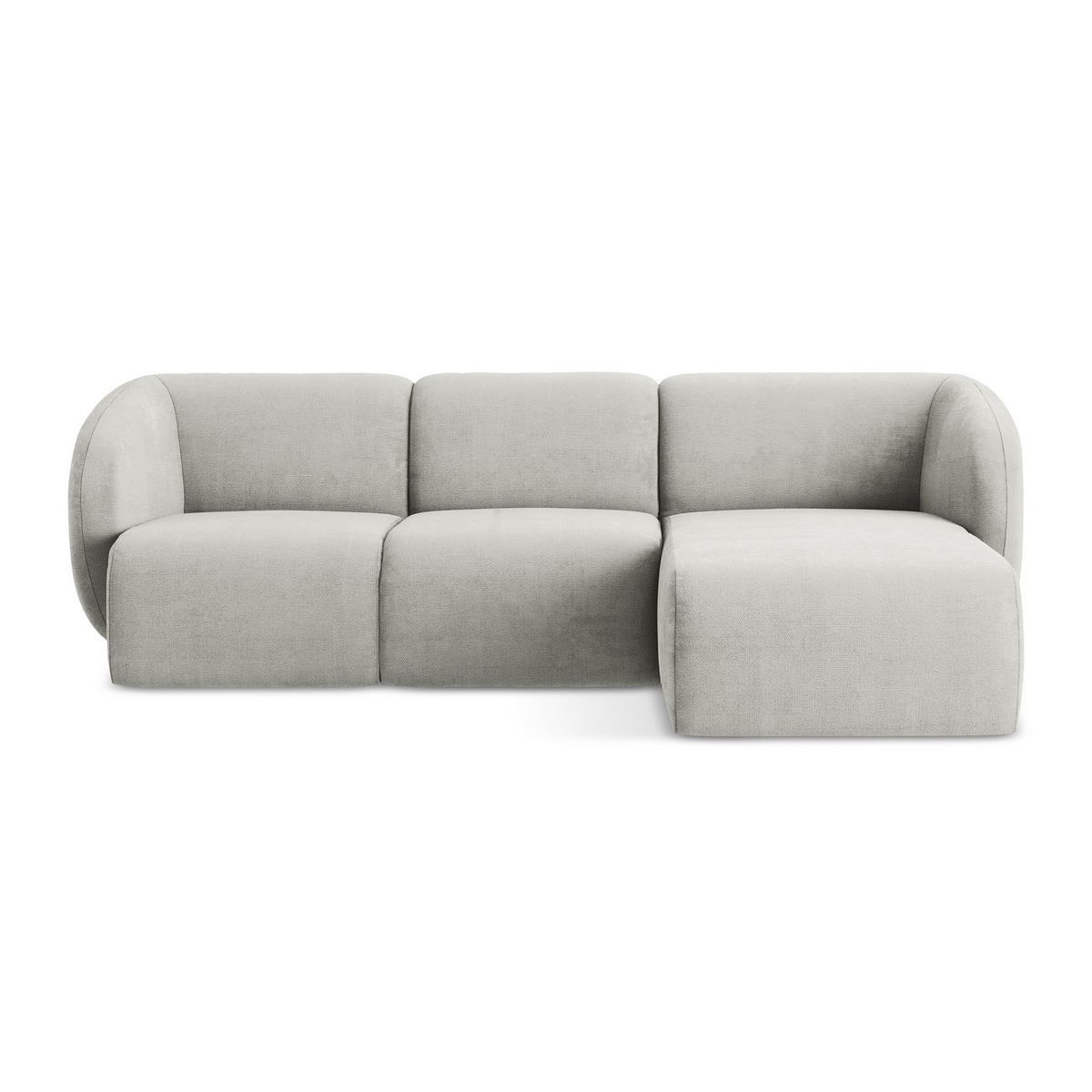 ECKSOFA Rechts Chenille Stoff Grau - Hellgrau/Schwarz, Holzwerkstoff/Kunststoff (248/166cm) - LaMiaSofa