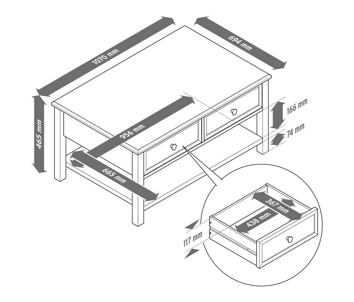 COUCHTISCH rechteckig weiß 102/68/45 cm - Weiß, Holz (68/102/45cm) - moebel dich auf