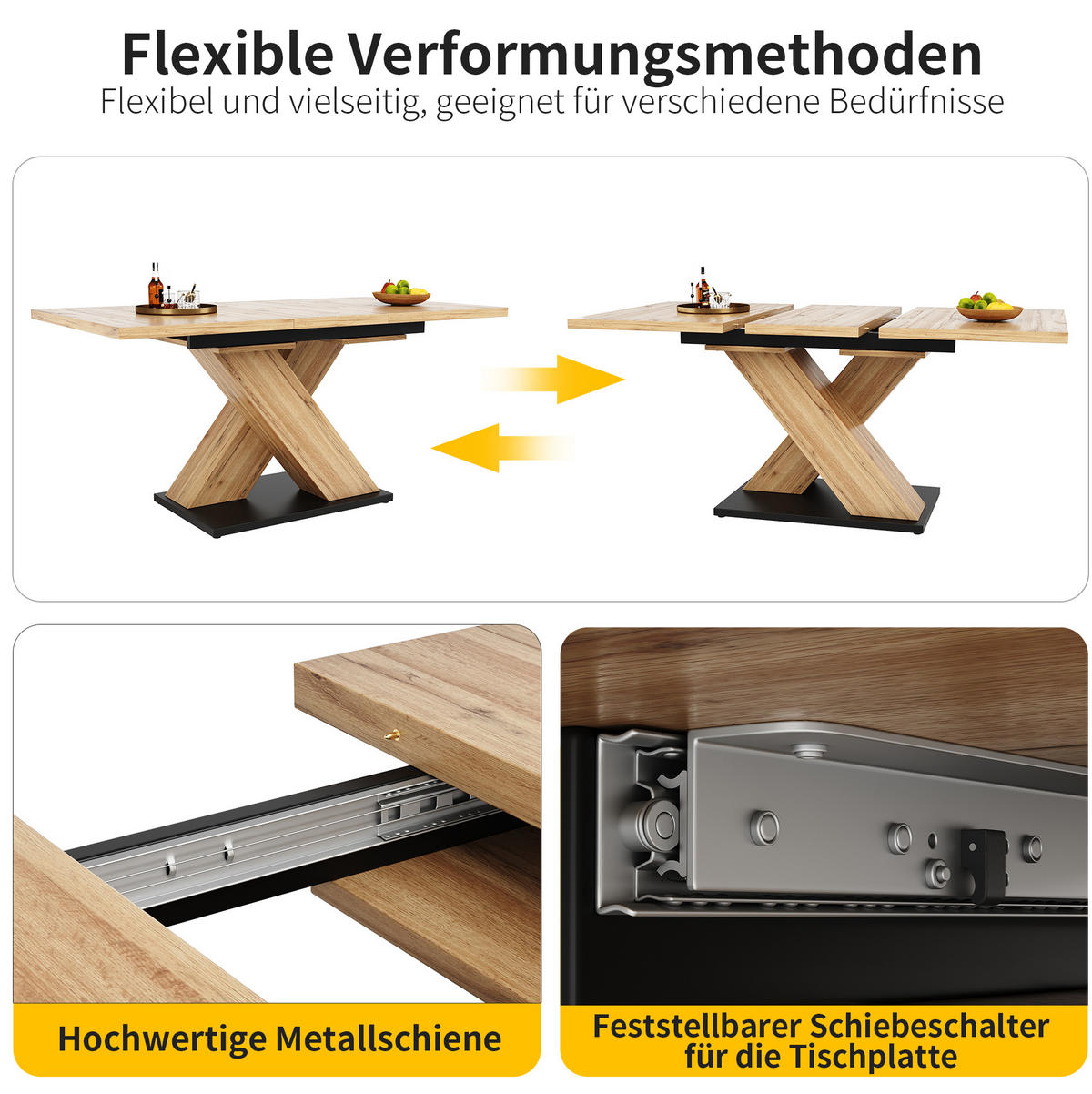 AUSZIEHTISCH 119/80/75 cm in Holzoptik – ausziehbar für 6–8 Personen - Hellbraun, Holzwerkstoff (158.5/80/75cm) - BEAOK