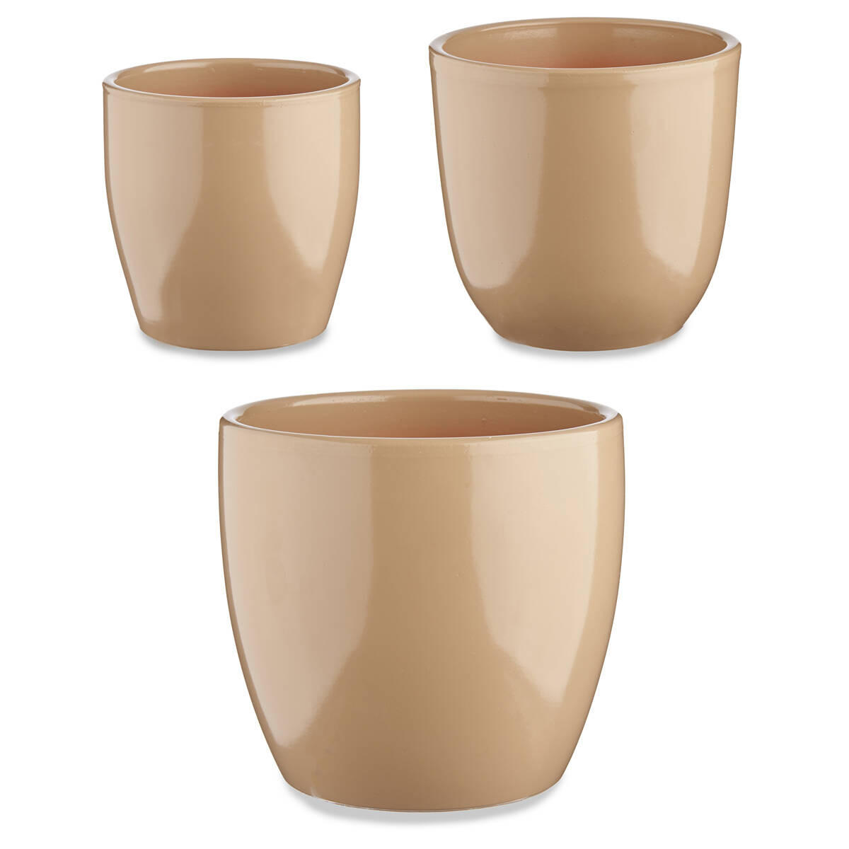 BLUMENTÖPFE Keramik rund 3er-Set - Beige, Keramik (23/19cm)