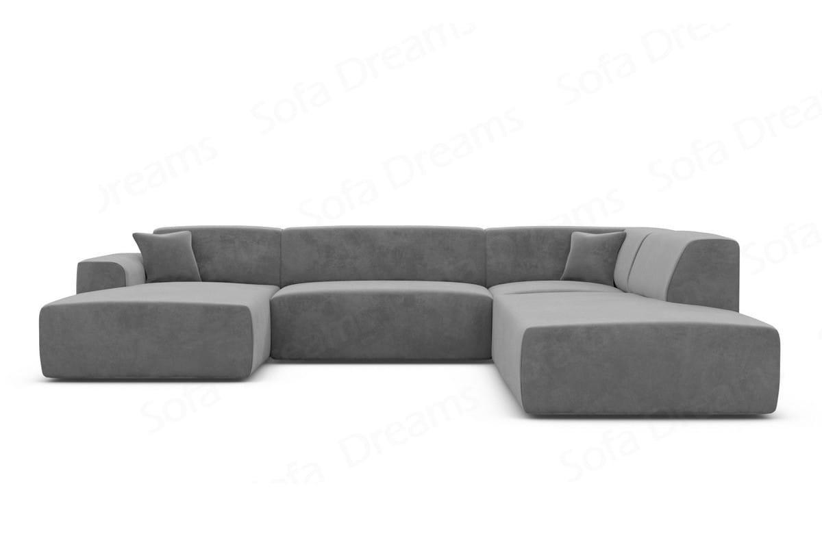 WOHNLANDSCHAFT Genova Dunkelgrau Samtstoff - Dunkelgrau, Kunststoff (326/70/263cm)