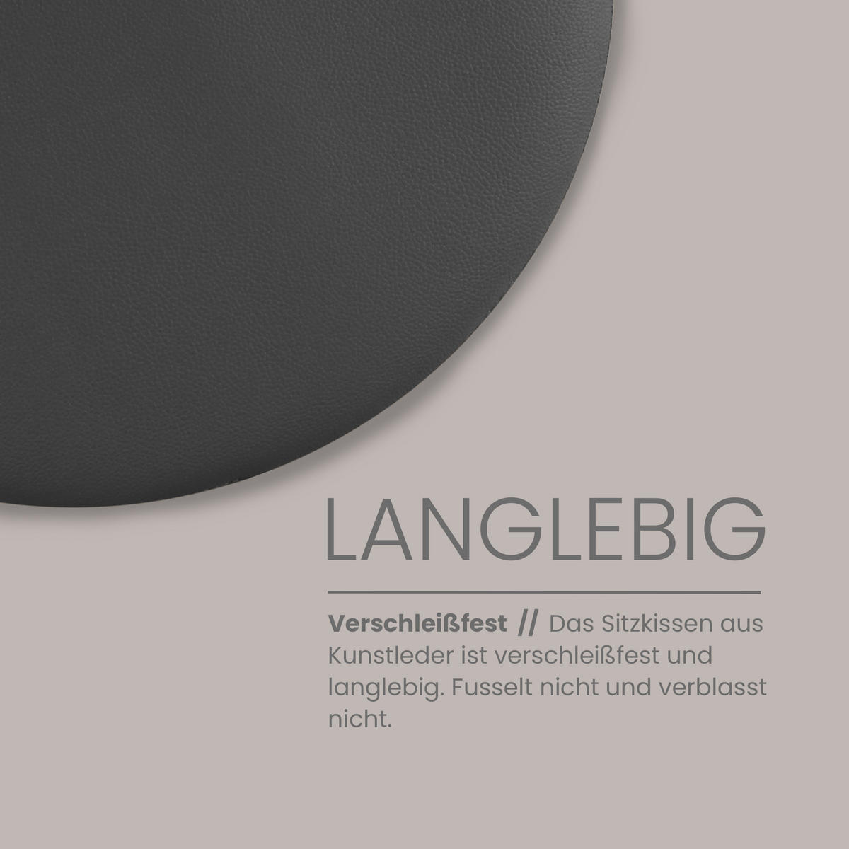 STUHLKISSEN 2er Pack ⌀ 38cm schwarz Lederimitat mit Antirutsch - Schwarz, Textil (38/38/1cm) - Bestlivings