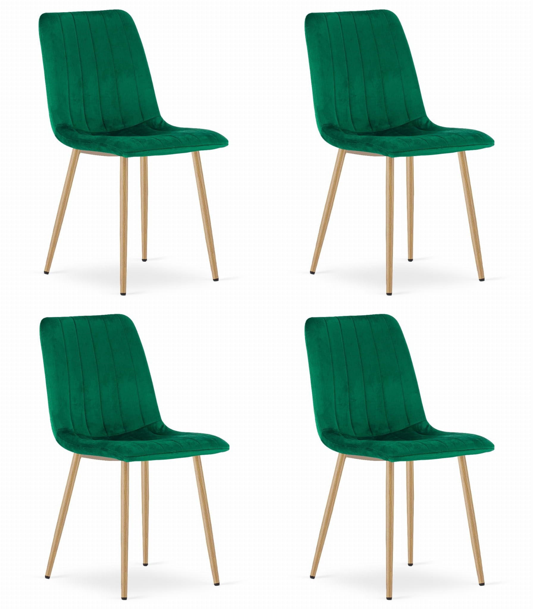 ESSZIMMERSTUHL 4er Set Grüner Velours, Gepolsterte Sitzfläche, Metallfüße, Modernes Design - Grün, Textil (46/86/56cm) - Best For Home