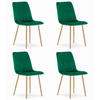ESSZIMMERSTUHL 4er Set Grüner Velours, Gepolsterte Sitzfläche, Metallfüße, Modernes Design - Grün, Textil (46/86/56cm) - Best For Home