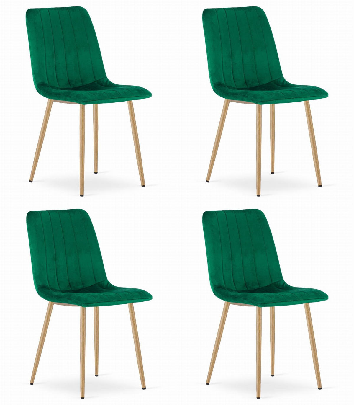 ESSZIMMERSTUHL 4er Set Grüner Velours, Gepolsterte Sitzfläche, Metallfüße, Modernes Design - Grün, Textil (46/86/56cm) - Best For Home