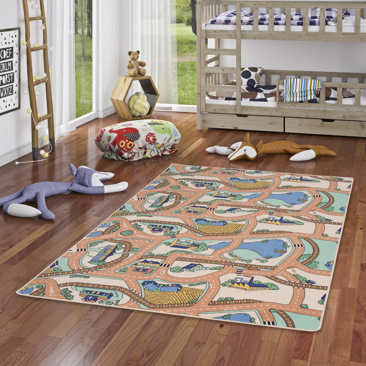KINDER SPIEL STRASSENTEPPICH - Mintgrün, Textil (200/200cm) - Snapstyle