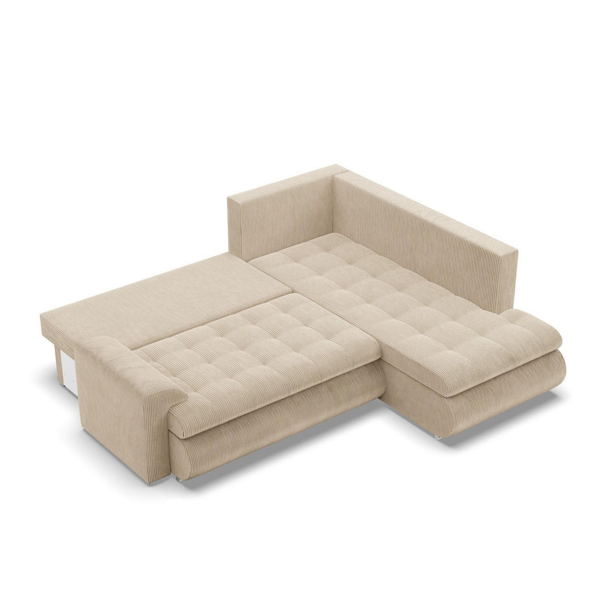 ECKSOFA RECHTS MIT SCHLAFFUNKTION FORESTA, Cord - Beige - Beige, Textil (230/200cm) - Mebligo