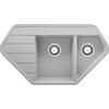 ECKSPÜLE Kopenhagen Corner, 2-er set Grau 90/50 cm 1,5 Becken + Ablauf-Set ab 70er Unterschrank - Chromfarben/Grau, Kunststoff (90/18/50cm) - Primagran