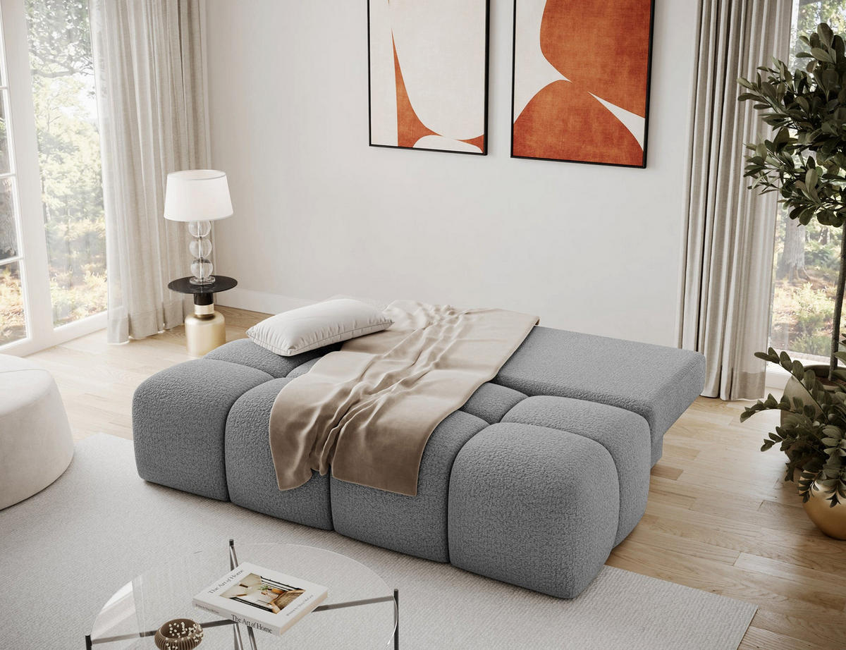 SCHLAFSOFA Nuwia mit Schlaffunktion und Bettkasten – Modernes Designsofa mit Schlafauszug und dekorativer Steppung - Grau, Kunststoff (200/102/100cm) - Wohnideebilder