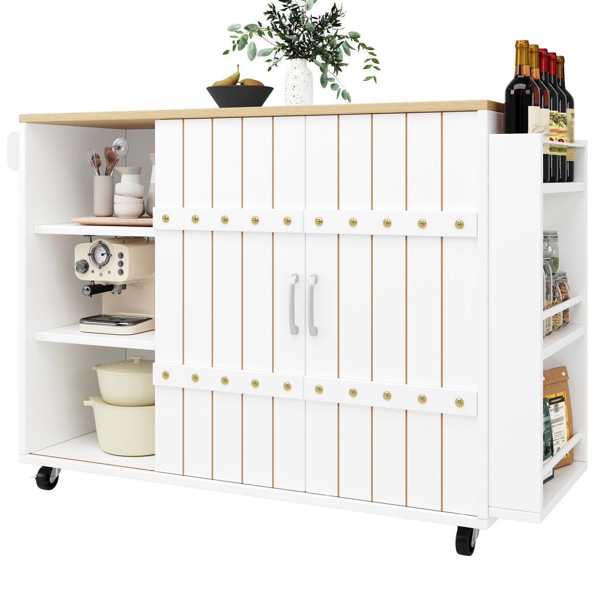 KÜCHENINSEL mit Klapptisch 110 x 42 x 90 cm Weiß - Weiß, Holz (42/90/110cm) - Beauniv