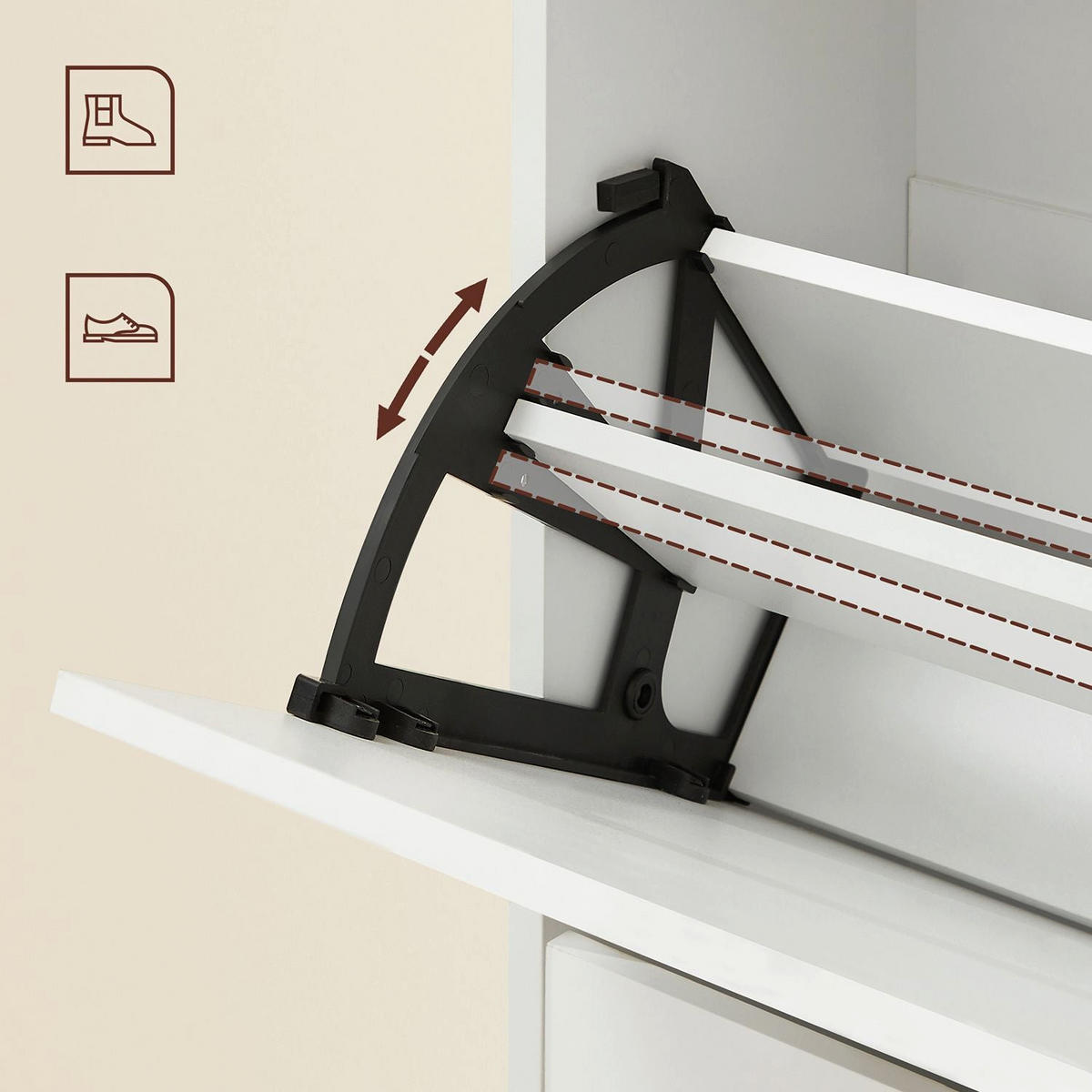 SCHUHSCHRANK SCHUHAUFBEWAHRUNG - Weiß, Holzwerkstoff (24/102/60cm) - Hansiro