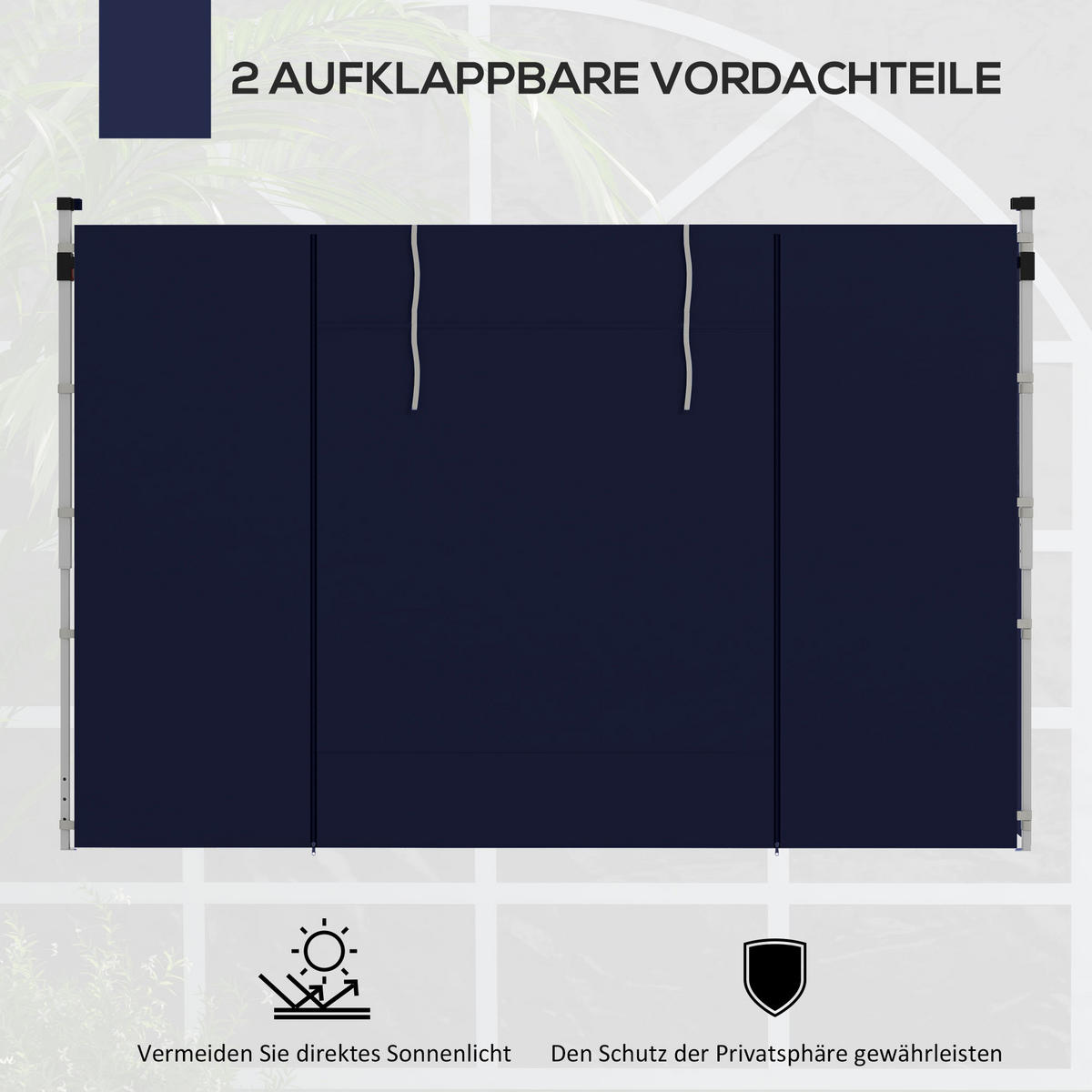 SEITENWÄNDE für 3 x 3/ 3 x 6 m Pavillon, Oxford, Blau - Blau, Kunststoff (195/195/295cm) - Outsunny