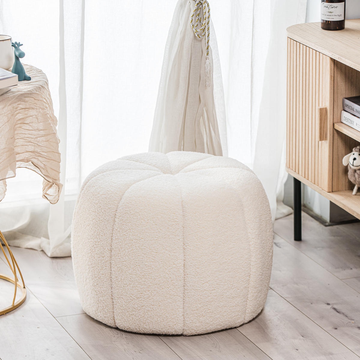 POUF Wolle Weiß - Weiß, Textil (50/38/50cm) - Nordlys