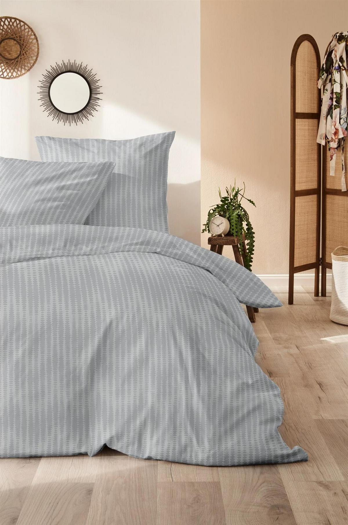 BIBER-BETTWÄSCHE 135x200 - Kuschelig warmer Flanell Bettbezug aus 100% Baumwolle für Herbst & Winter - Streifen Muster - Grau, Textil (135/200cm) - Carpe Sonno