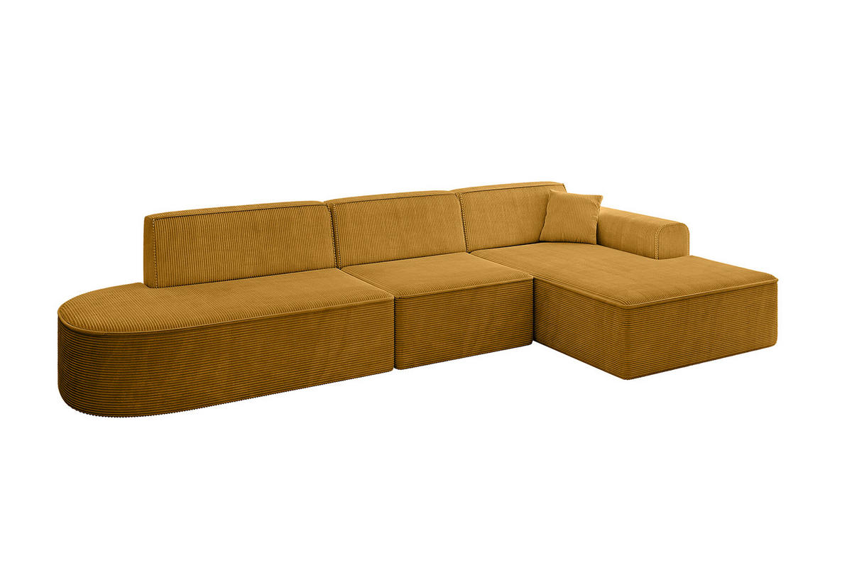ECKSOFA Ottomane Rechts IREA-L2-v3 - 318x165x76 cm Senfgelb - Currygelb, Holzwerkstoff/Textil (318/165cm) - ALTDECOR