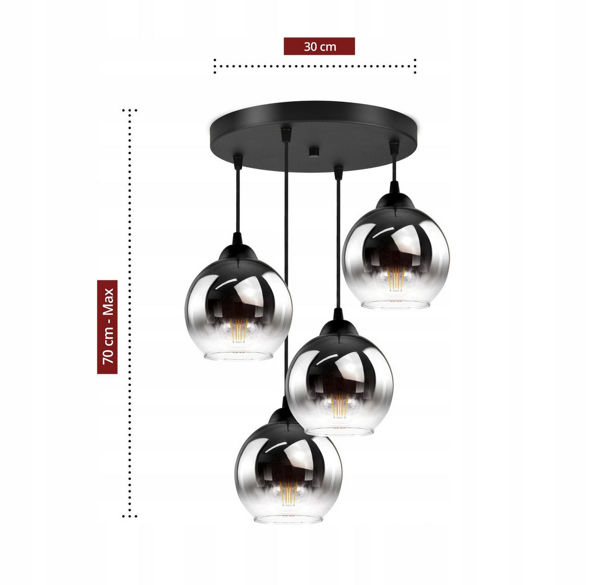 PENDELLEUCHTE MASUR - Transparent/Anthrazit, Glas/Metall (35/35/80cm) - kiki design