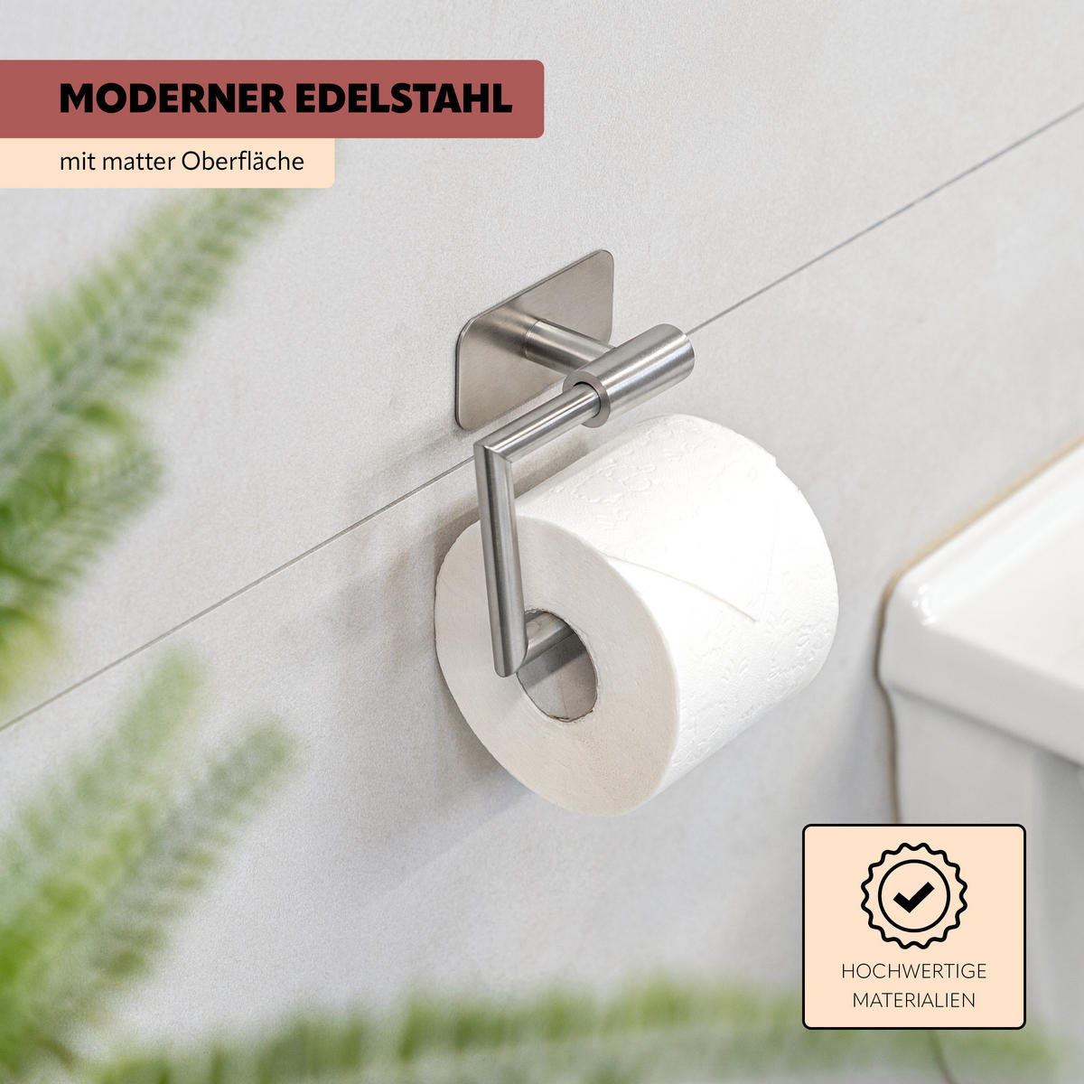 TOILETTENPAPIERHALTER PIAZZA TAPE, Edelstahl, matt - Edelstahlfarben, Metall (15/10.5/5.5cm) - bremermann