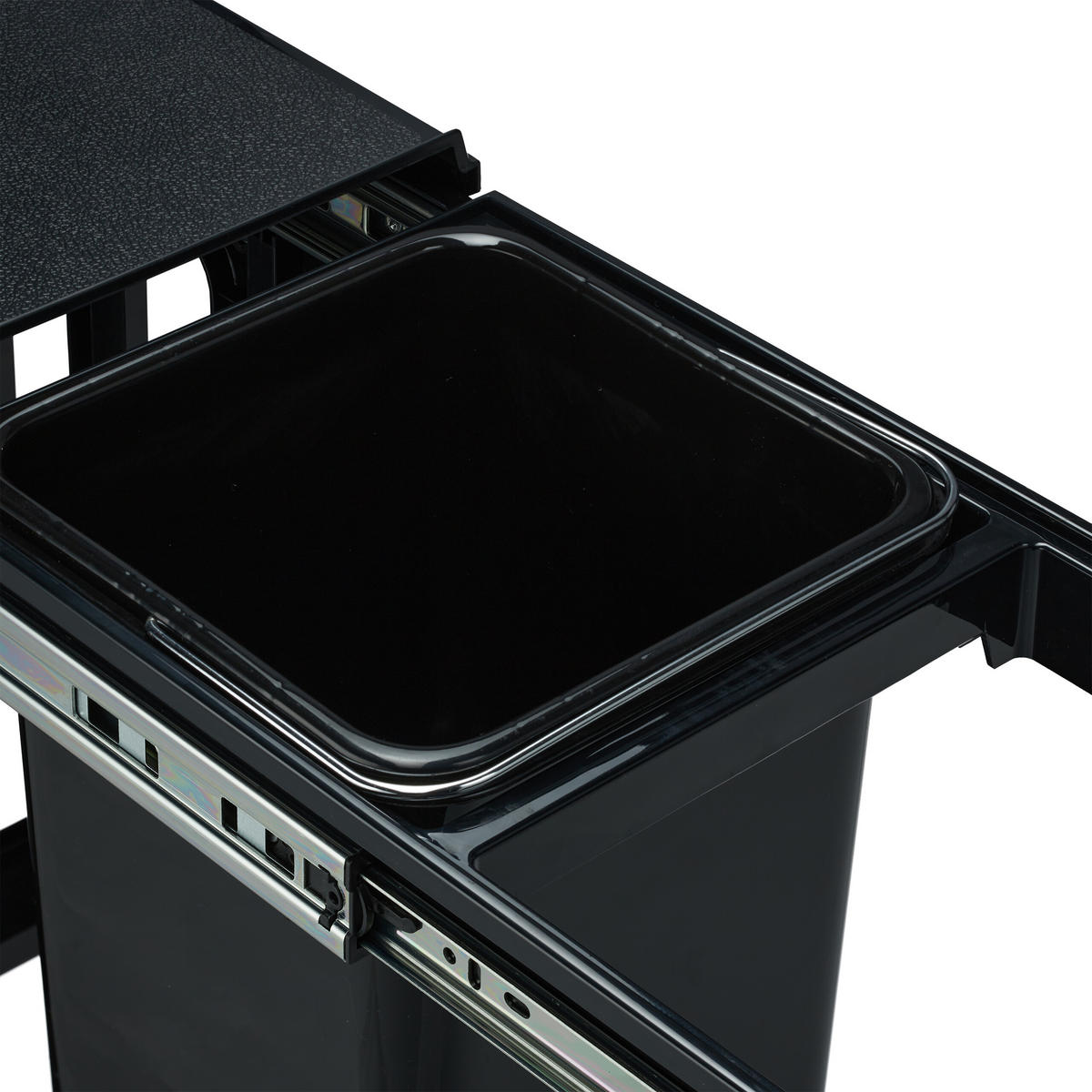 EINBAUMÜLLEIMER 2x8L - Schwarz, Kunststoff/Metall (25/35.5/47cm) - Relaxdays