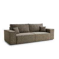 SOFA MIT SCHLAFFUNKTION Milos Taupe Chenille-Stoff - Taupe/Schwarz, Holz/Holzwerkstoff (255/70/105cm) - Maison de Reve