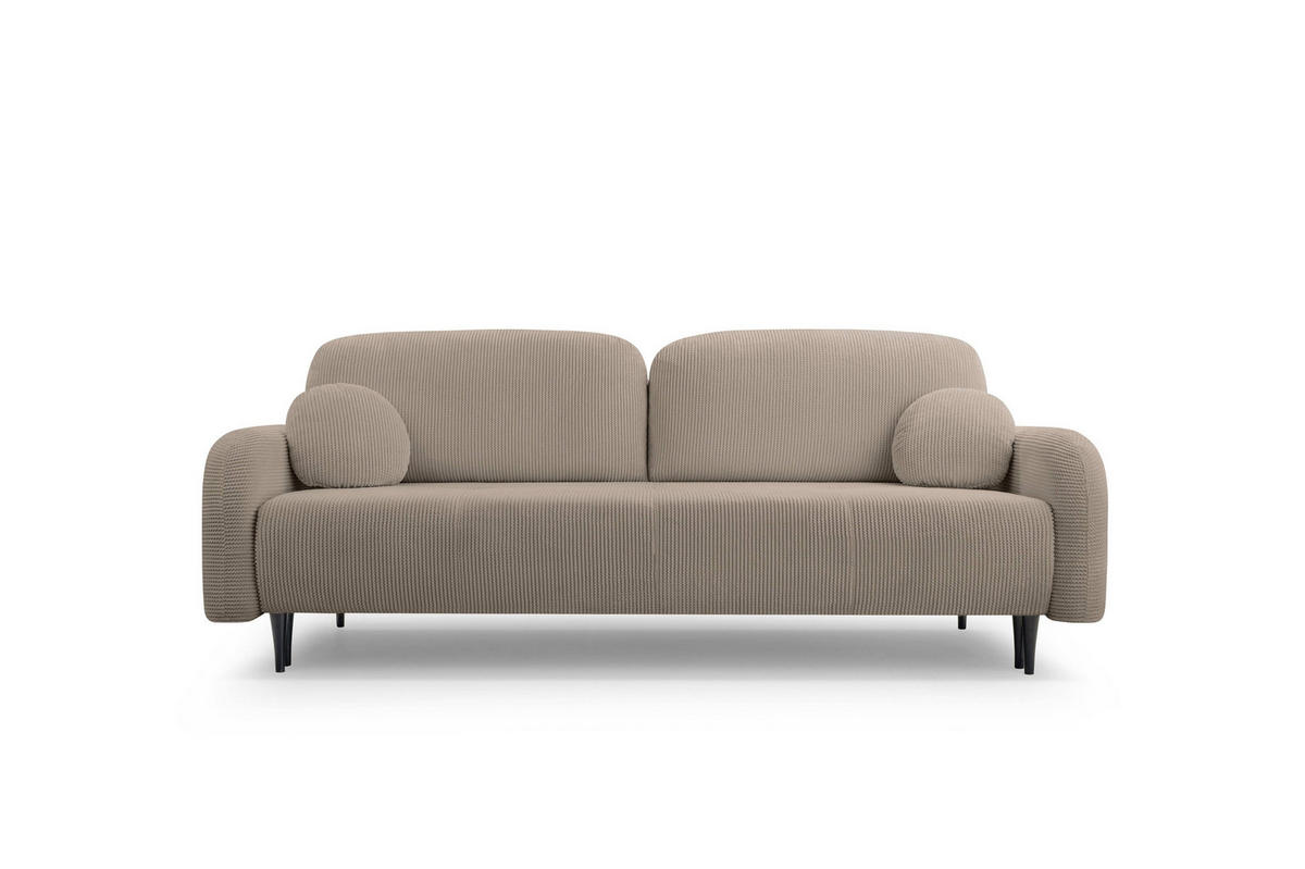 BETTSOFA VIVO Braun Geflochtener Stoff mit Schlaffunktion - Braun, Holz (230/95/102cm) - MASSENO