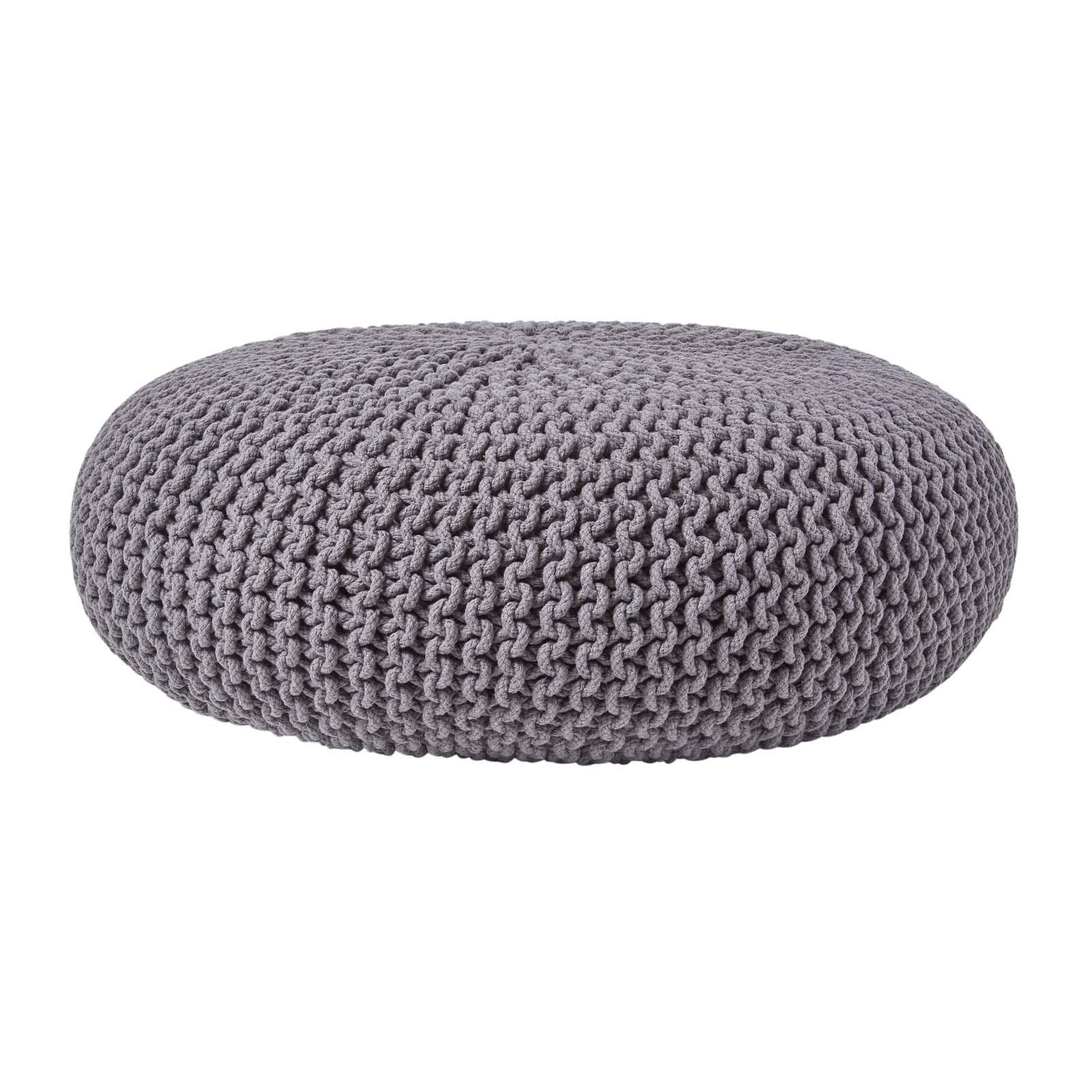 STRICK-POUF grau, Bodenkissen rund 70/70/23 cm - Grau, Textil (70/23/70cm) - Homescapes