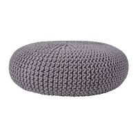 STRICK-POUF grau, Bodenkissen rund 70/70/23 cm - Grau, Textil (70/23/70cm) - Homescapes