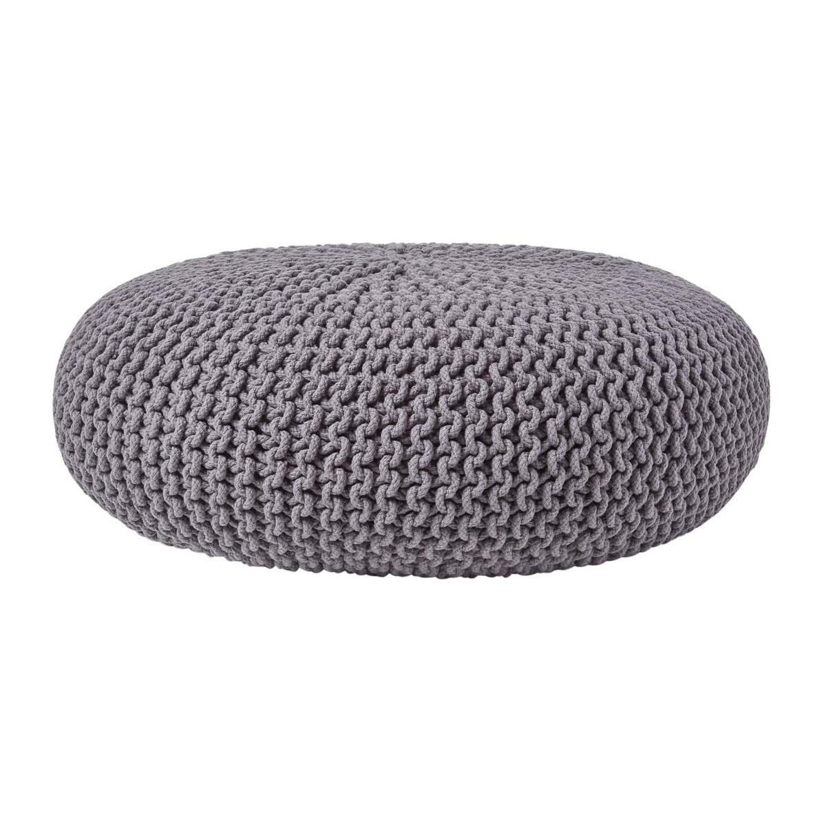 STRICK-POUF grau, Bodenkissen rund 70/70/23 cm - Grau, Textil (70/23/70cm) - Homescapes