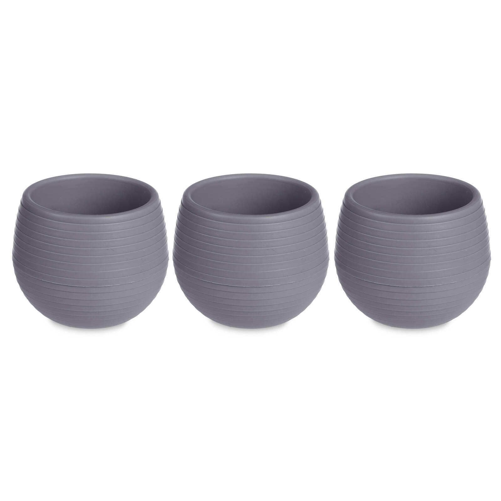 BLUMENTÖPFE Selbstbewässernd Kunststoff 10 cm, 3er-Set - Anthrazit, Kunststoff (10/10cm)