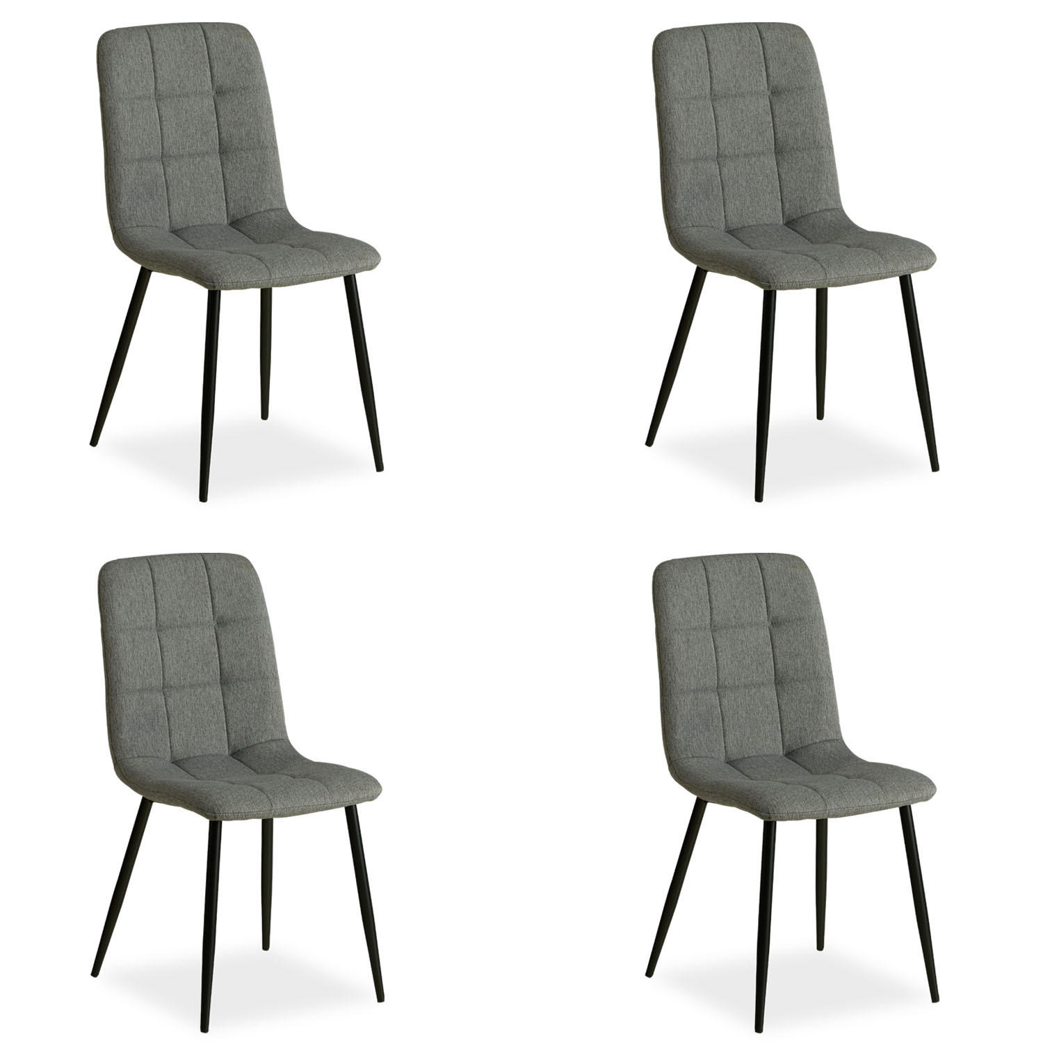 STUHL-SET 4 Stück in Stahl Leinen Grau - Grau, Textil (43/88/50cm) - Homestyle4u