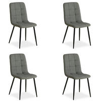 STUHL-SET 4 Stück in Stahl Leinen Grau - Grau, Textil (43/88/50cm) - Homestyle4u