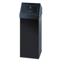 ABFALLSAMMLER Eckiger AlumInium Abfallbehälter Haiti Mit Push Deckel 110 Liter 100 x 39 x 39 cm Schwarz - Schwarz, Metall (39/100/39cm) - PROREGAL