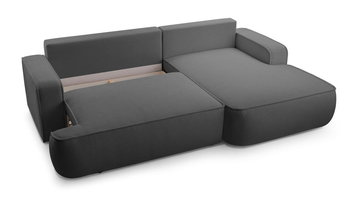 ECKSOFA L Form Ablia Dunkelgrau 267/168/87 cm mit Schlaffunktion R - Dunkelgrau/Schwarz, Kunststoff/Textil (267/168cm) - AX Living