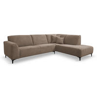 ECKSOFA Mula in L-Form, Coach Farbe: Braun, Velourstoff, Ottomane Rechts - Braun, Textil (274/210cm) - VENASI MÖBEL