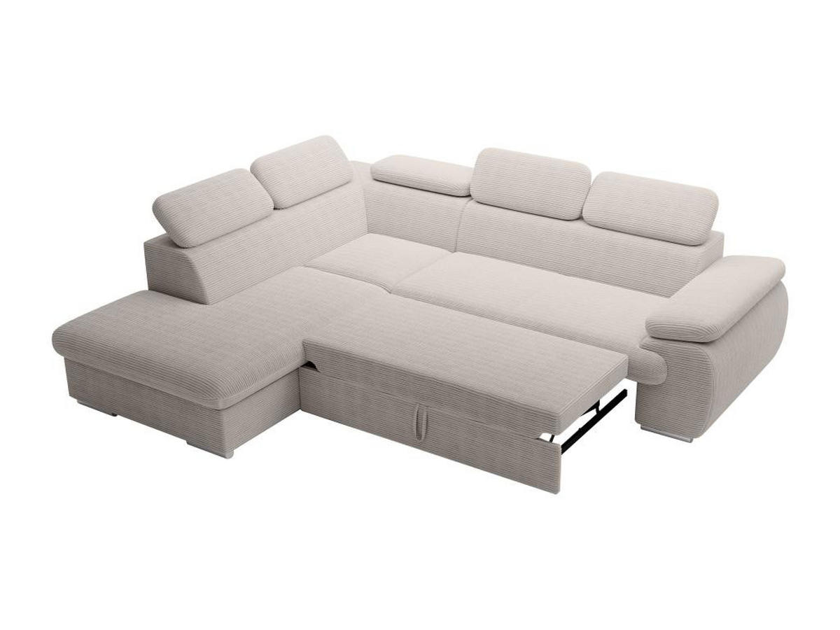 ECKSOFA mit Schlaffunktion - Ecke links - Cord - Beige - FABIEN - Beige, Textil (221/271cm) - Vente-Unique