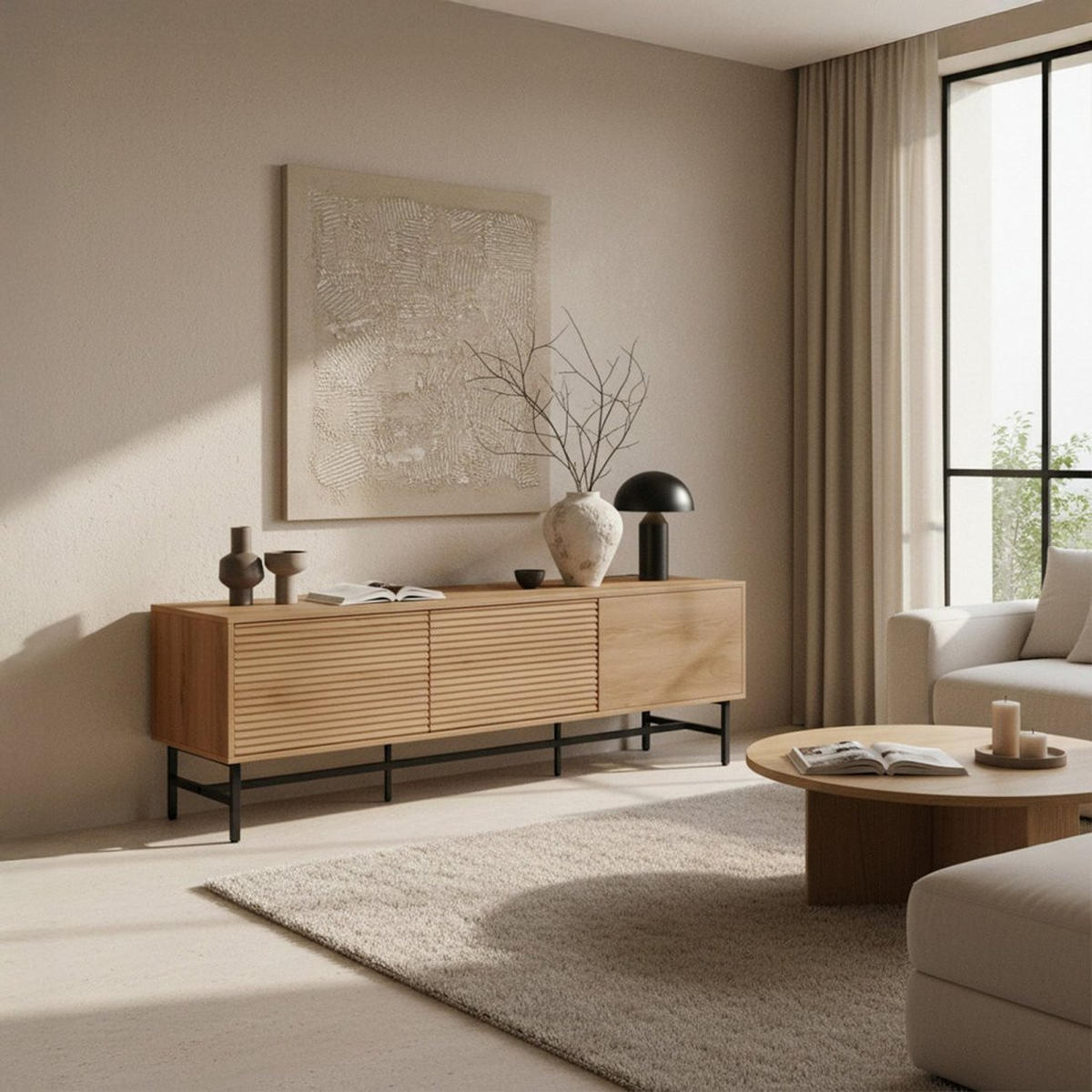 TV-ELEMENT Land Natürlich 160 cm x 55 cm - Naturfarben, Holzwerkstoff (160/55/40cm) - Klast Home