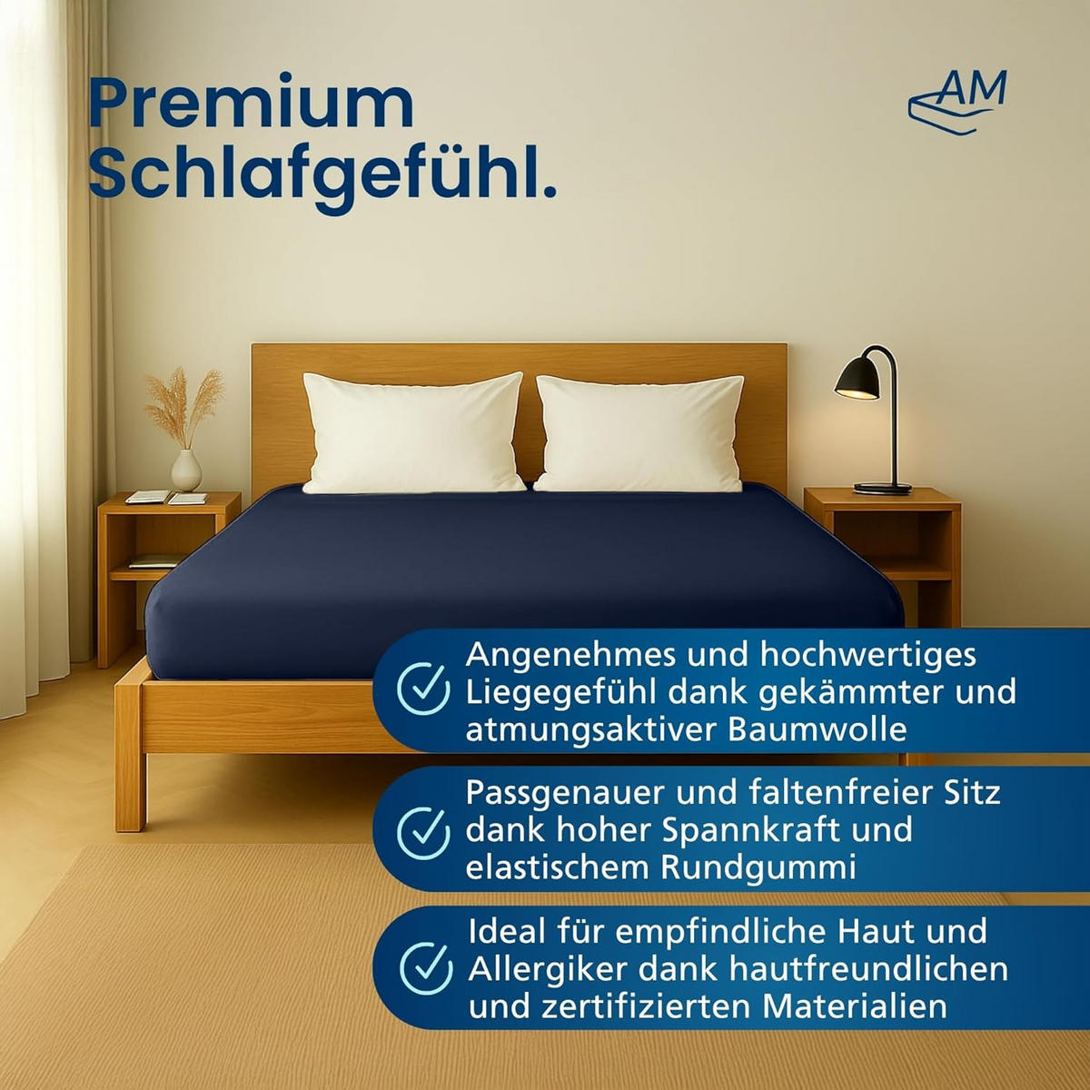 SPANNBETTLAKEN TOPPER 90/210/12 cm Dunkelblau - Dunkelblau, Textil (90/210cm) - AM Qualitätsmatratzen