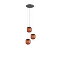 GALERIELEUCHTE Velo 3-flammig Braun Ø 20cm - Schwarz/Braun, Glas (20/20/20cm) - s.luce