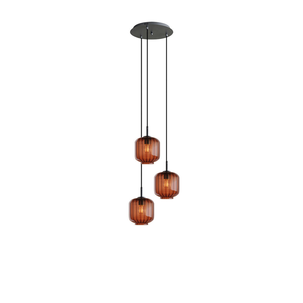 GALERIELEUCHTE Velo 3-flammig Braun Ø 20cm - Schwarz/Braun, Glas (20/20/20cm) - s.luce