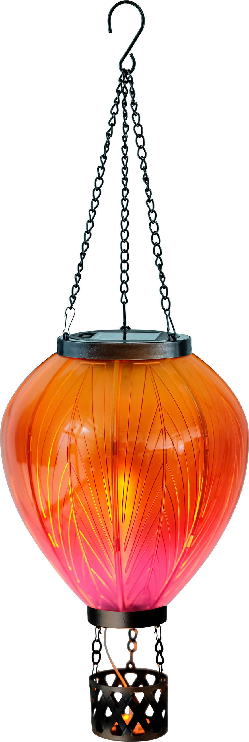 LED-SOLAR Laterne Heißluftballon Metall-Kunststoff Ø19x58cm Gelb Lila XL - Multicolor, Kunststoff (19/19/58cm) - Northpoint