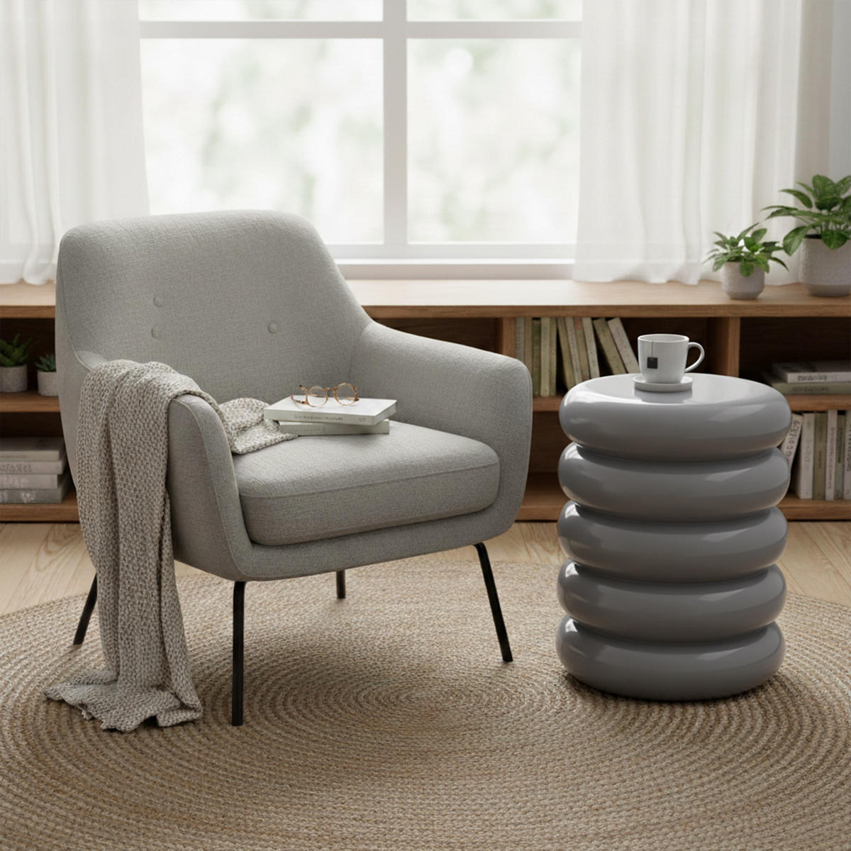 STRANSKA miza - siva, kovina (31/31/45cm) - Relaxdays