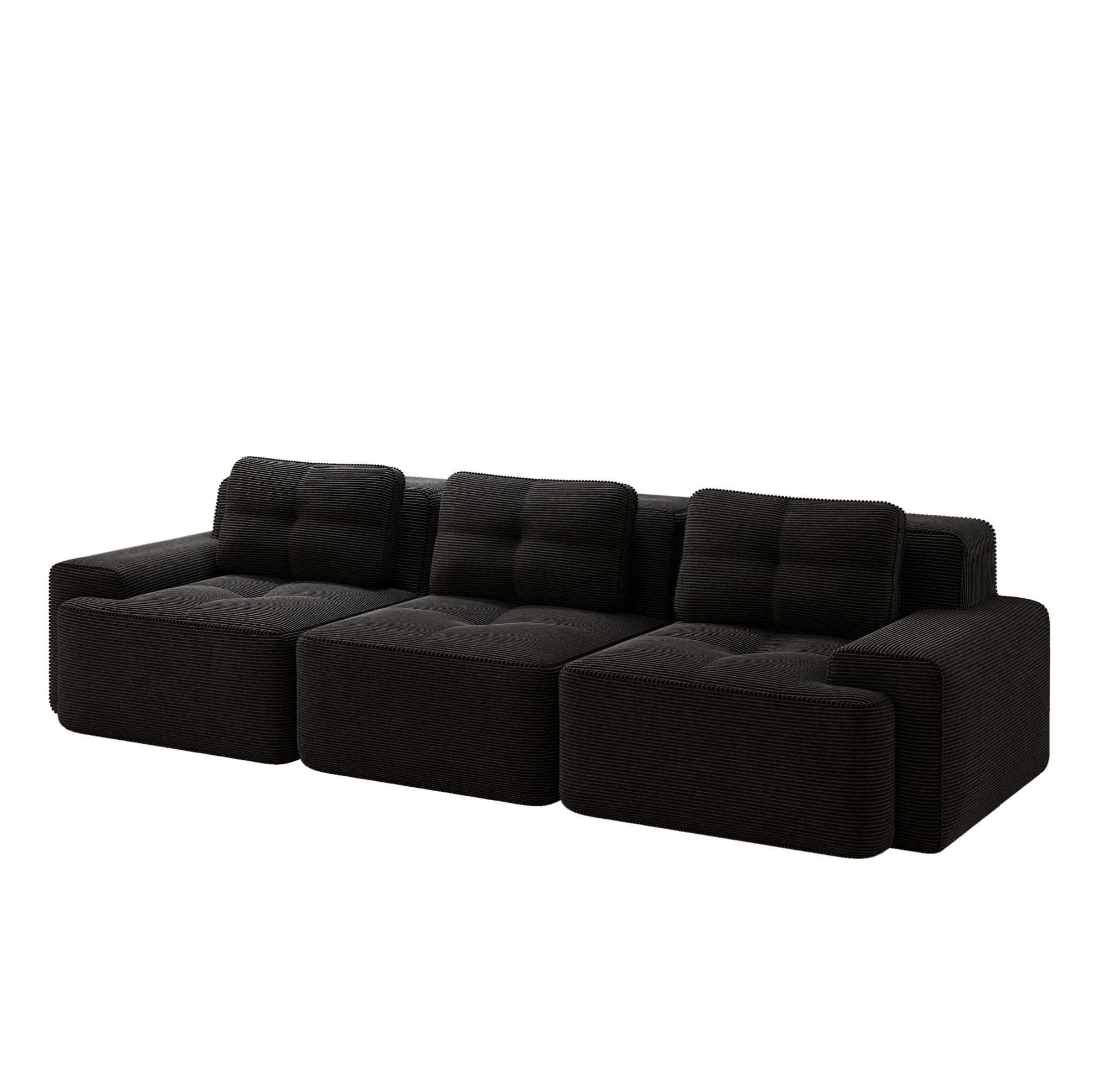 SOFA modular mit Tiefsitz 74 cm Cord Schwarz - Schwarz, Textil (293/69/104cm) - IVMEU