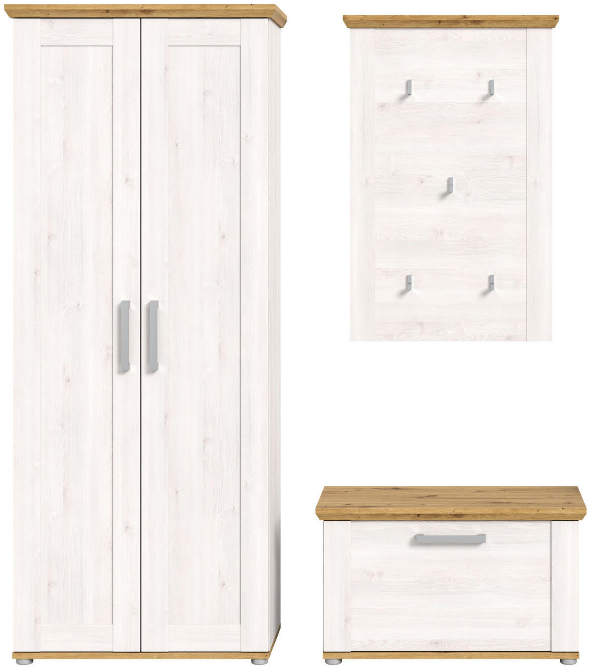 GARDEROBEN Set Verona 175x196x39 cm Sibiu Lärche Weiß 3tlg. - Lärchefarben, Holzwerkstoff (171/194/37cm)