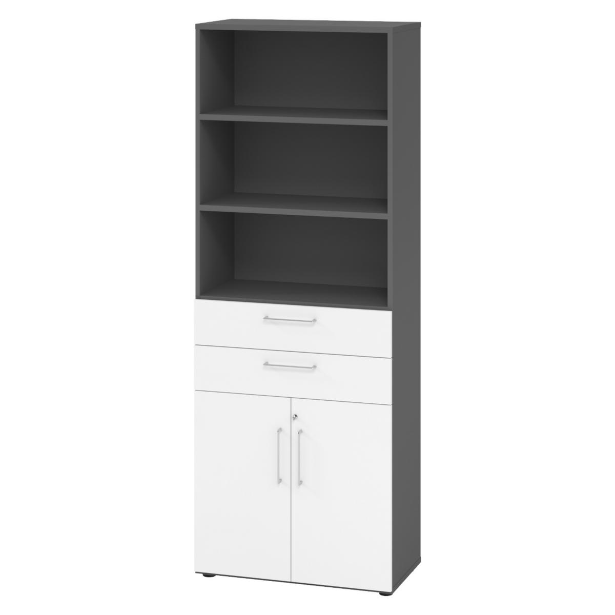 KOMBISCHRANK - mit Schubladen 42/80/215,6 cm in Graphitfarben/Weiß - Graphitfarben/Weiß, Holzwerkstoff (80/215.6/42cm) - bümö