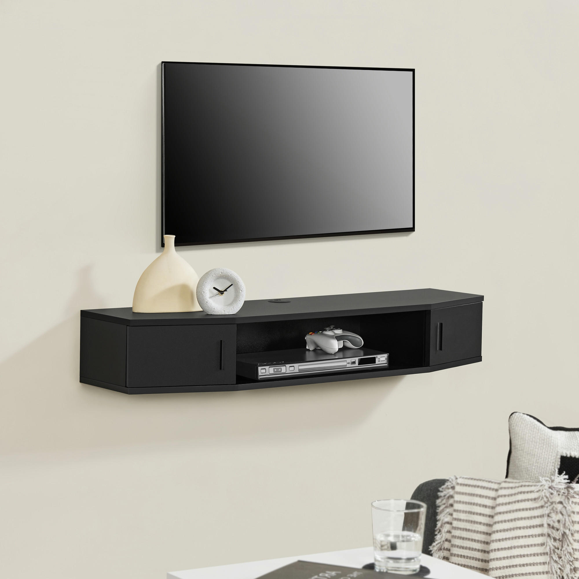 TV-WANDREGAL Tørring - Schwarz, Holzwerkstoff (110/17.5/30cm) - [en.casa]